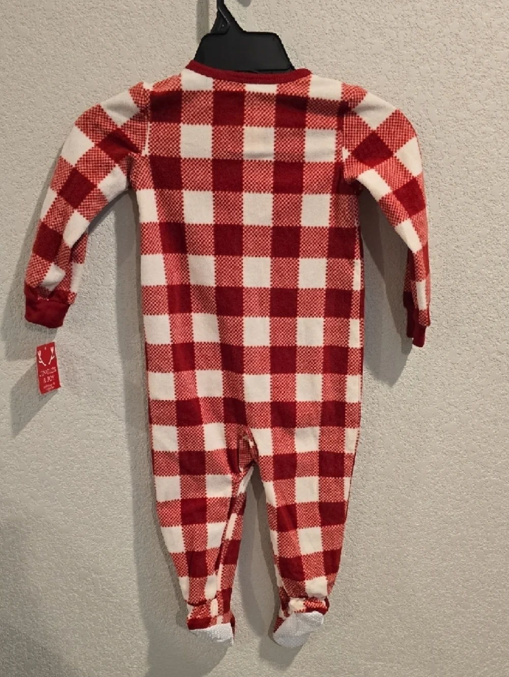 NWT Jingles & Joy Red Buffalo Plaid Fleece Footed Pajamas - 2T